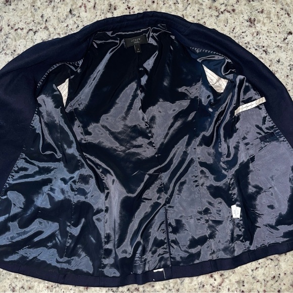 J. Crew 1035 Navy 2 Button Blazer Size 2 100% Cotton Women’s Unworn Blue Sateen - Picture 8 of 12